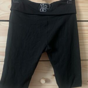 Flared Black Leggings with Fold Over Waistband and Stretchy Fit